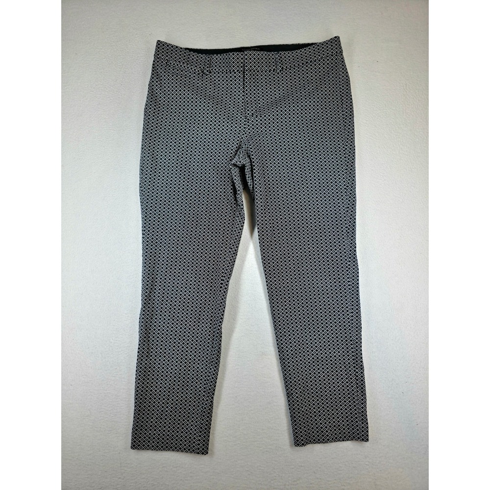 Banana Republic Sloan Black White Diamond Geometric Ankle Pants Size 12 Regular